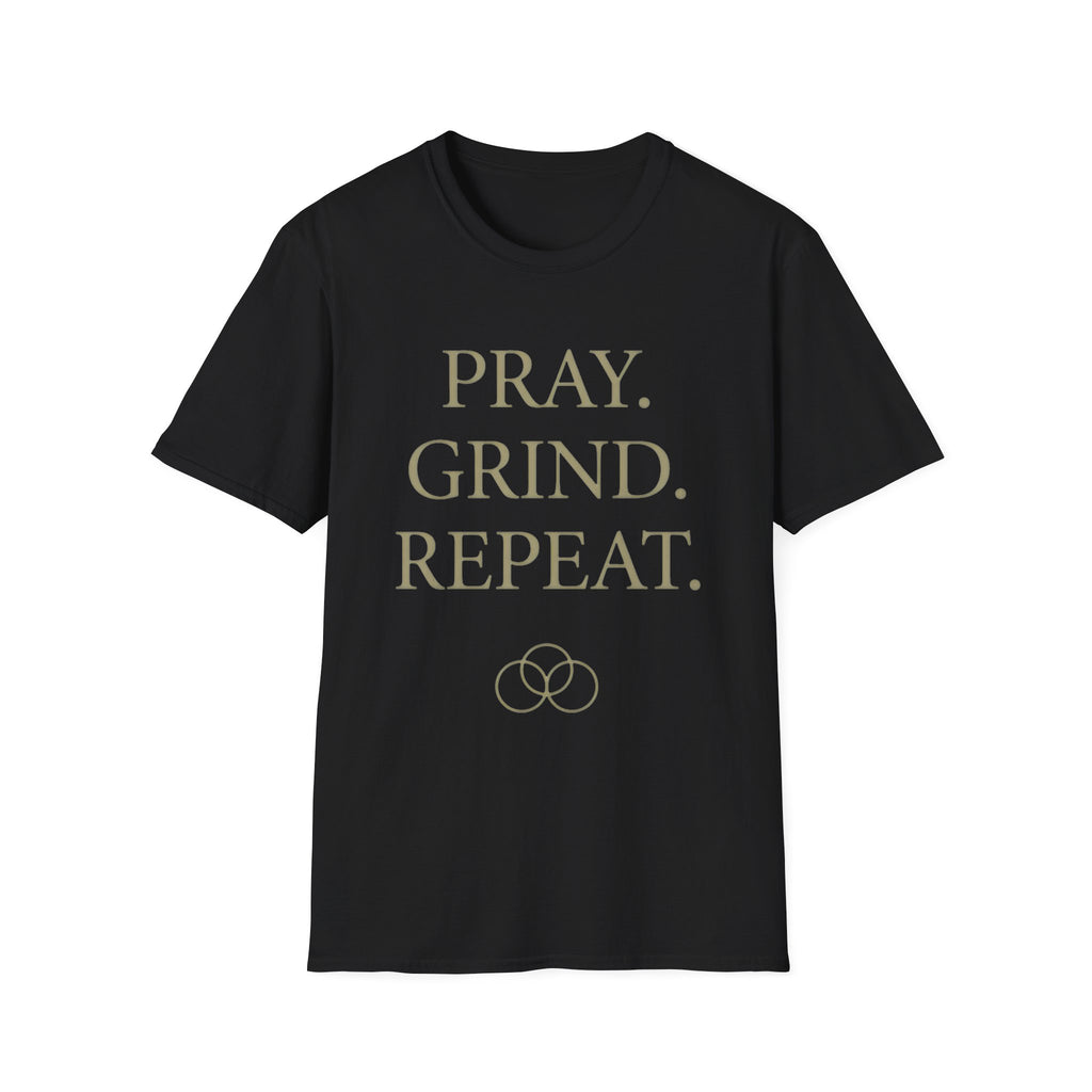 Pray Grind Repeat Three Rings  T-Shirt