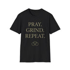 Pray Grind Repeat Three Rings  T-Shirt