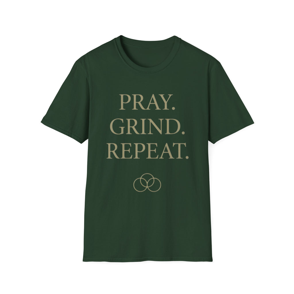 Pray Grind Repeat Three Rings  T-Shirt